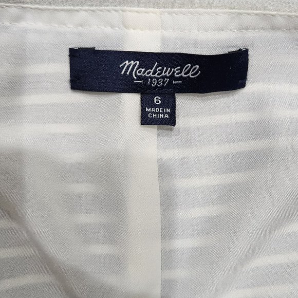 Madewell Black/White Silk Striped Drawstring Tie at Waist dress 6 - Picture 5 of 7